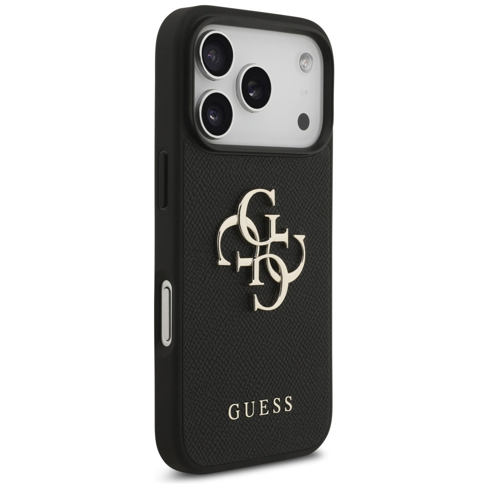 Aizsargvāciņš iPhone 17 Pro – Guess Grained Big 4G & Classic Logo, melns — attēls 4