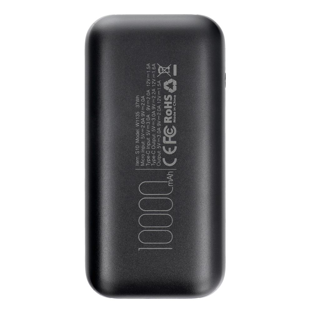 Ārējais akumulators VEGER powerbank 10 000 mAh PD QC3.0 3A 20W S10 (W1135) black — attēls 4
