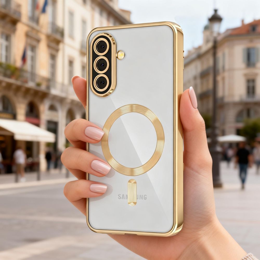 Aizsargvāciņš Samsung Galaxy A57 5G - Transparent – Tech-Protect MagFlex MagSafe, zelta — attēls 3