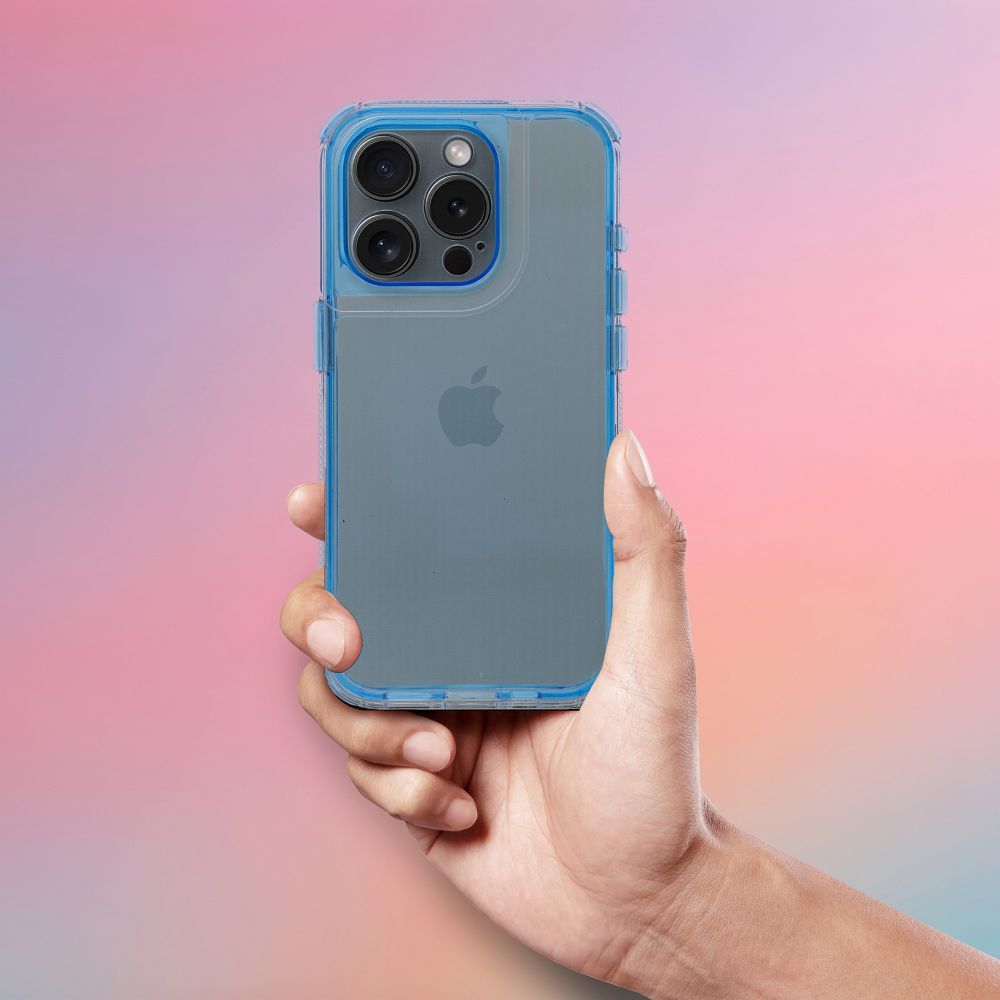 Aizsargvāciņš iPhone 16 – MATRIX CLEAR, zils — attēls 3