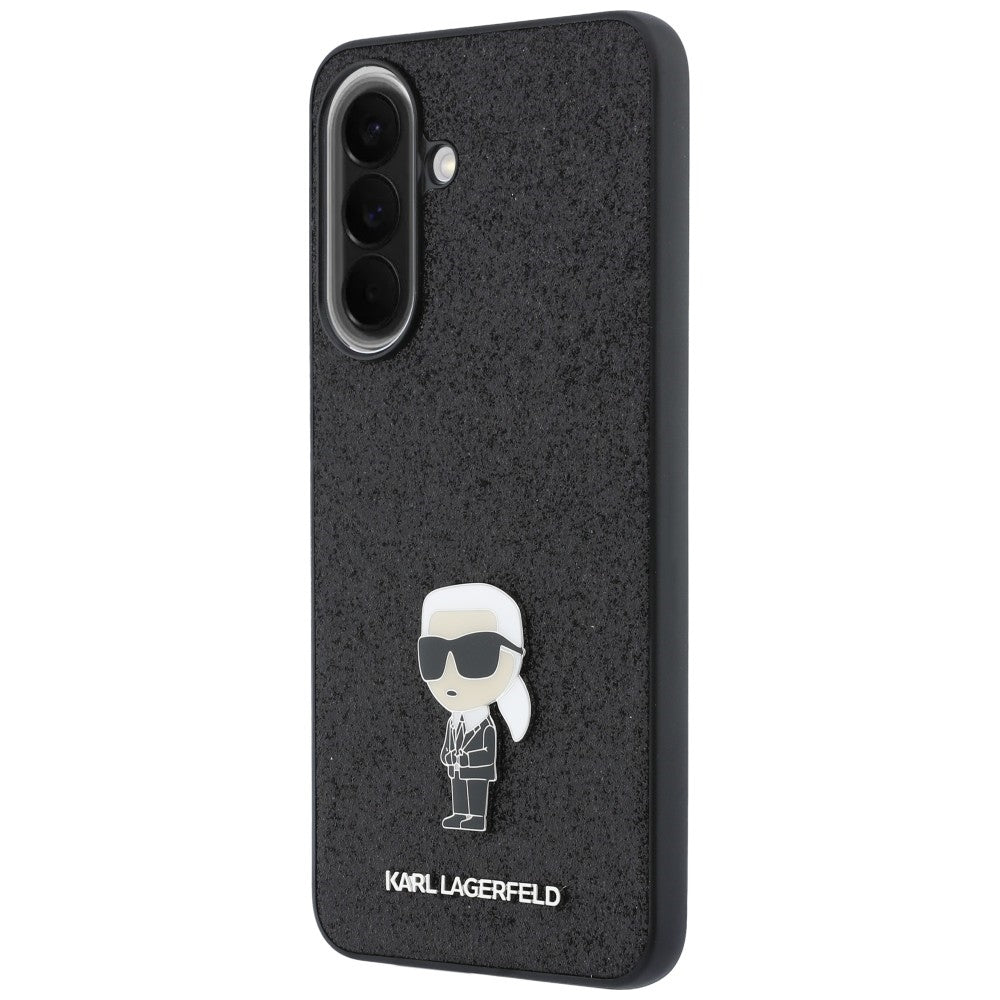 Aizsargvāciņš Samsung Galaxy A57 5G – Karl Lagerfeld Fixed Glitter Ikonik Logo Metal Pin, melns — attēls 2