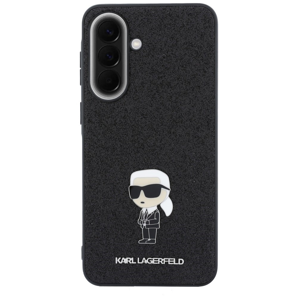 Aizsargvāciņš Samsung Galaxy A57 5G – Karl Lagerfeld Fixed Glitter Ikonik Logo Metal Pin, melns — attēls 3