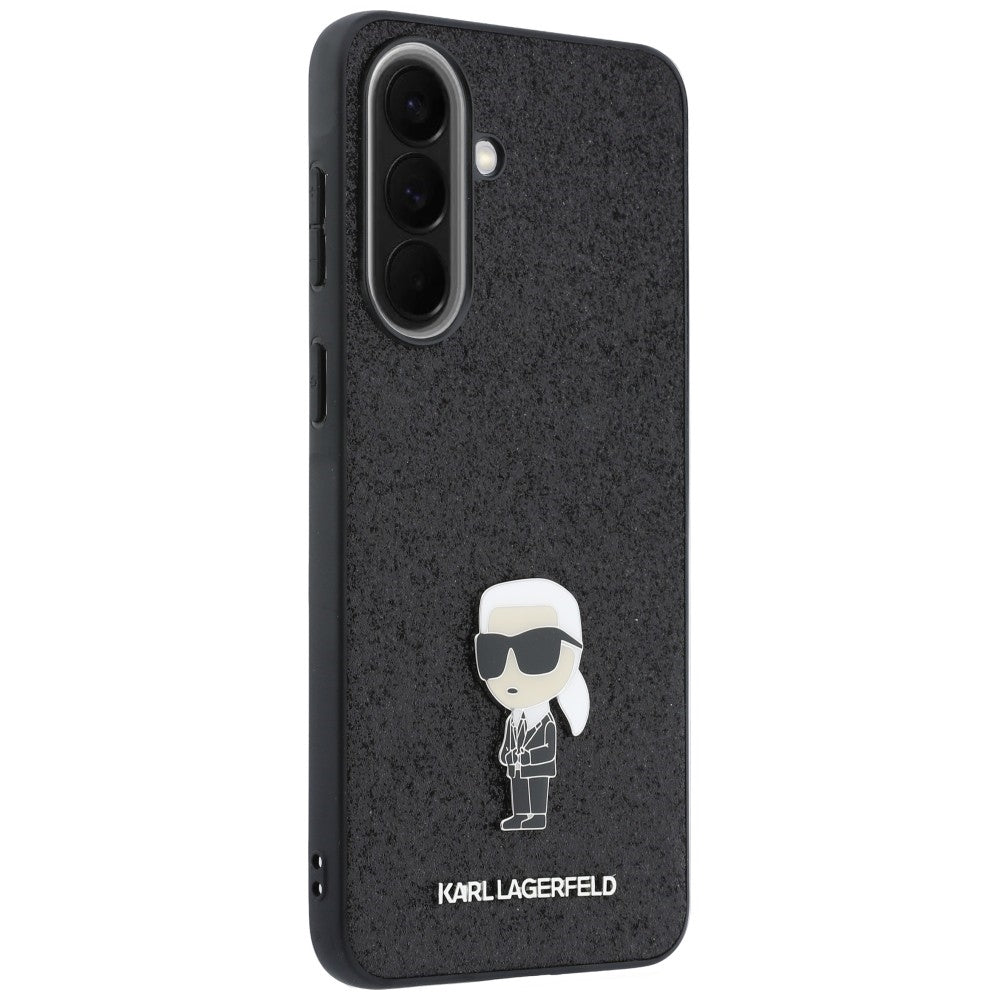 Aizsargvāciņš Samsung Galaxy A57 5G – Karl Lagerfeld Fixed Glitter Ikonik Logo Metal Pin, melns — attēls 4