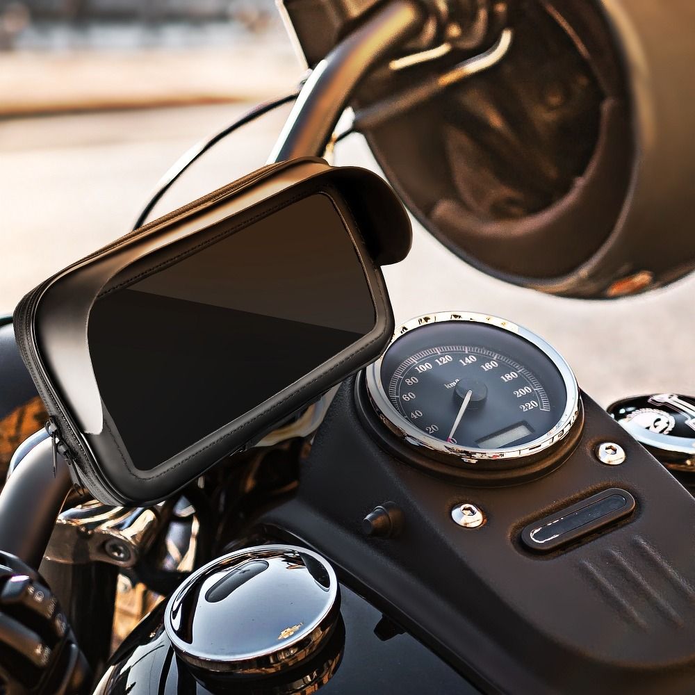 Motorcycle holder waterproof with zip and hood ( 5,5" - 6,3" ) black — attēls 3