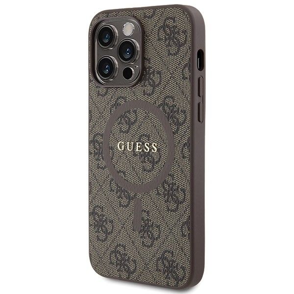 Aizsargvāciņš iPhone 15 Pro – GUESS compatible with MagSafe GUHMP15LG4GFRW (4G Ring classic logo), brūns — attēls 2