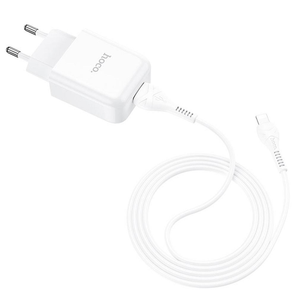 Uzlādes adapteris HOCO travel charger USB A + cable USB A to Lightning 2A N2 white — attēls 2
