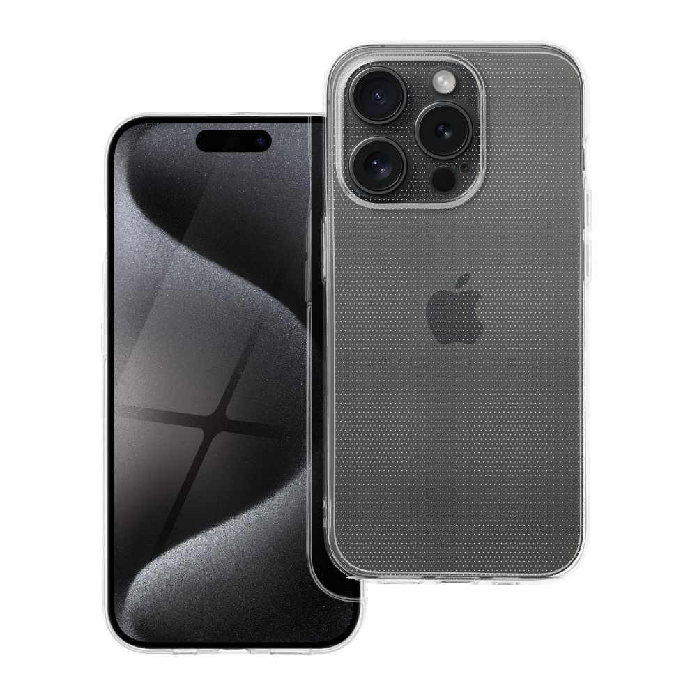 Aizsargvāciņš iPhone 15 Pro (camera protection) – CLEAR 2 mm, caurspīdīgs