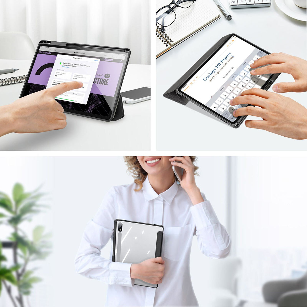 Aizsargvāciņš Samsung Tab S9 Plus – DUX DUCIS TOBY with pencil storage, melns — attēls 3