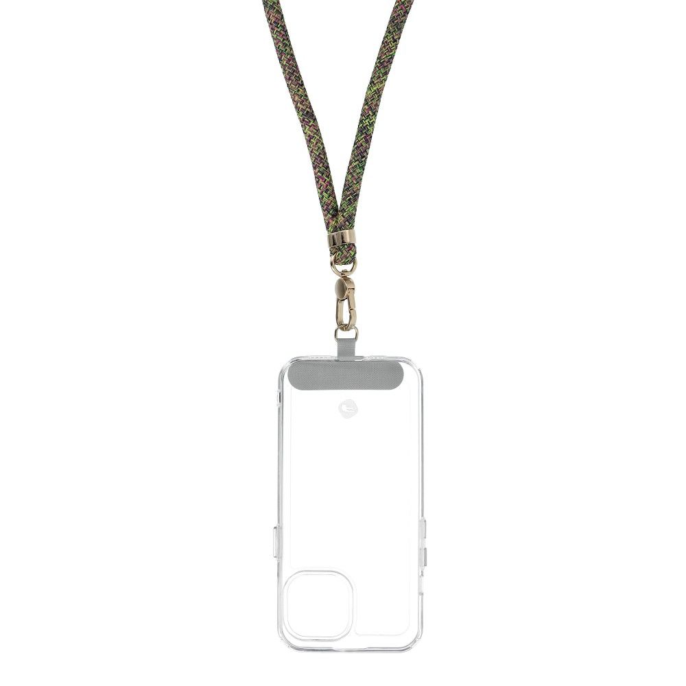 SWING (8mm) pendant for the phone with adjustable length / cord length 165cm (max 82.5cm in the loop) / on the shoulder or neck - grey-green-pink — attēls 3