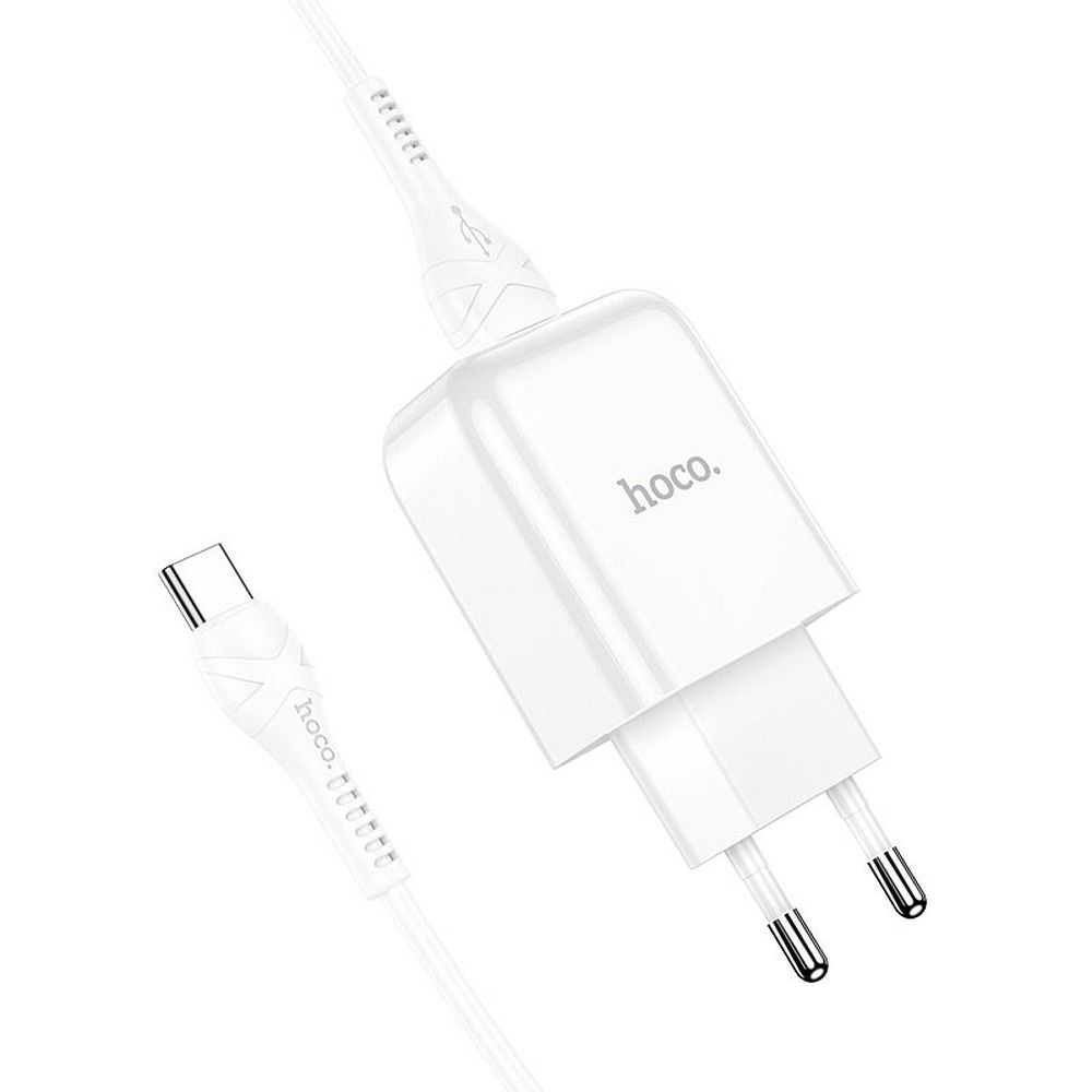 Uzlādes adapteris HOCO travel charger USB A + cable USB A to Type C 2.1A N2 white