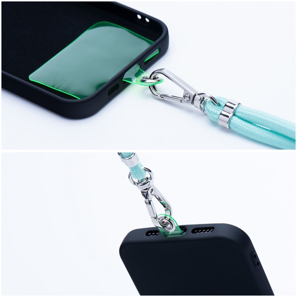 SWING (6mm) pendant for the phone with adjustable length / cord length 165cm (max 82.5cm in the loop) / on the shoulder or neck - lite green — attēls 3
