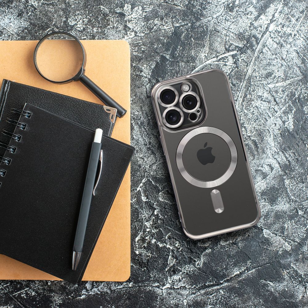 Aizsargvāciņš iPhone 15 Pro grey titanium – ELECTRO MAG compatible with MagSafe — attēls 2
