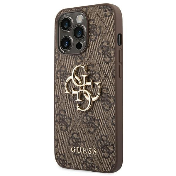 Guess 4G Big Metal Logo aizsargvāciņš iPhone 14 Pro Max 6,7 collām, brūns