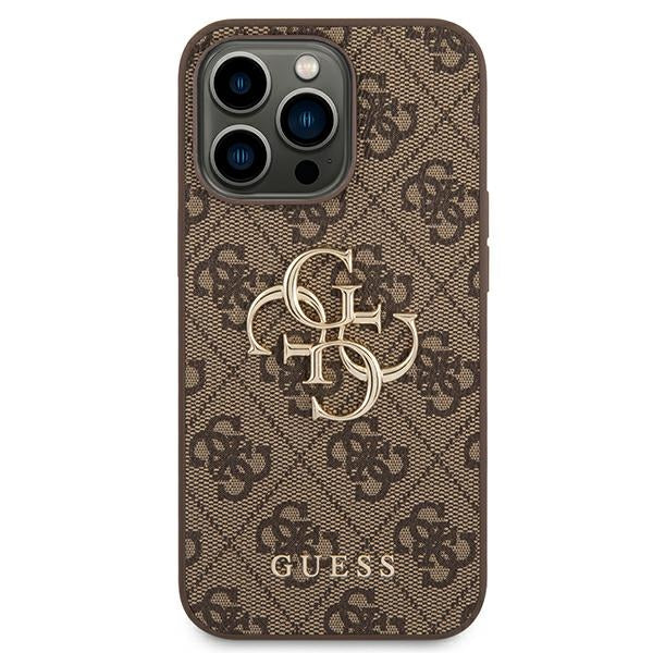 Guess 4G Big Metal Logo aizsargvāciņš iPhone 14 Pro Max 6,7 collām, brūns