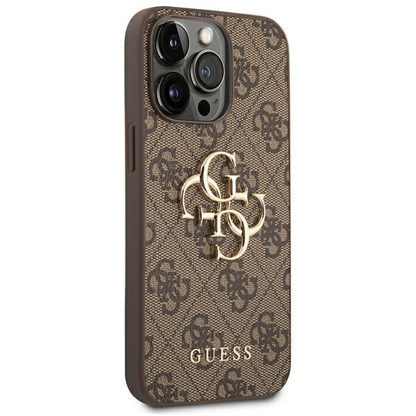 Guess 4G Big Metal Logo aizsargvāciņš iPhone 14 Pro Max 6,7 collām, brūns