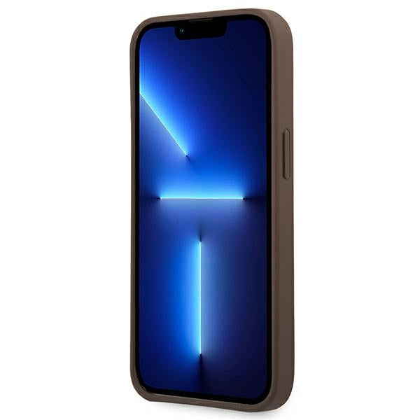 Guess 4G Big Metal Logo aizsargvāciņš iPhone 14 Pro Max 6,7 collām, brūns
