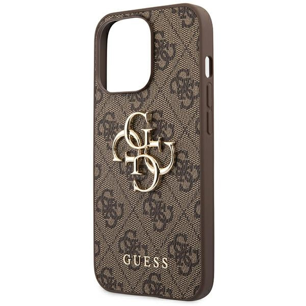 Guess 4G Big Metal Logo aizsargvāciņš iPhone 14 Pro Max 6,7 collām, brūns