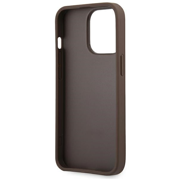 Guess 4G Big Metal Logo aizsargvāciņš iPhone 14 Pro Max 6,7 collām, brūns