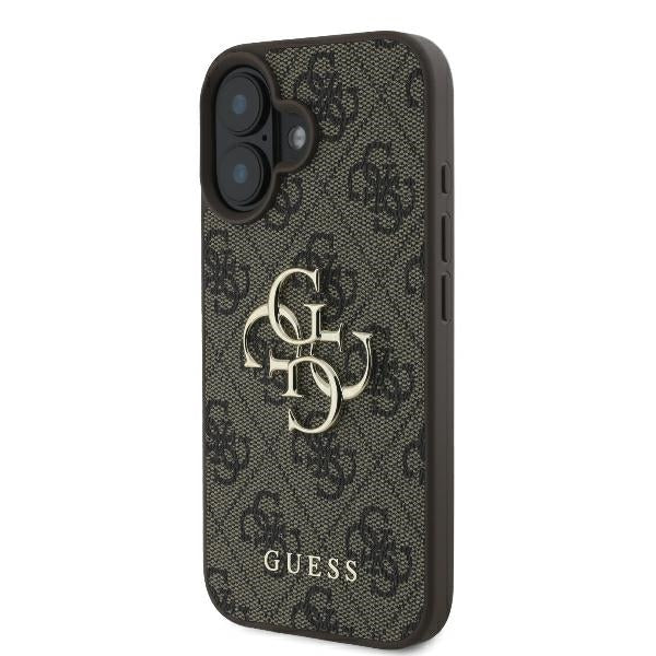 Guess 4G Big Logo aizsargvāciņš iPhone 16 6,1 collai, brūns