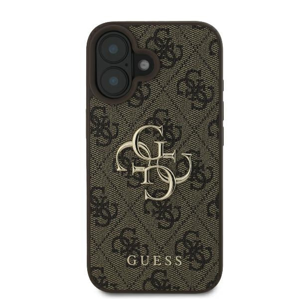 Guess 4G Big Logo aizsargvāciņš iPhone 16 6,1 collai, brūns