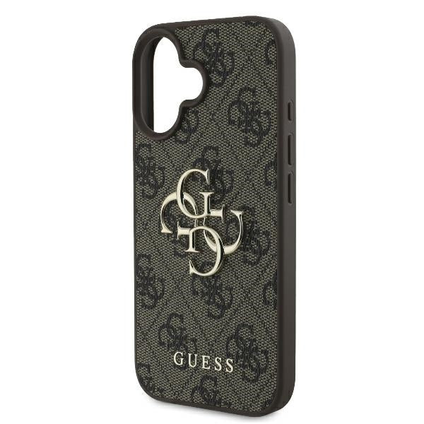 Guess 4G Big Logo aizsargvāciņš iPhone 16 6,1 collai, brūns