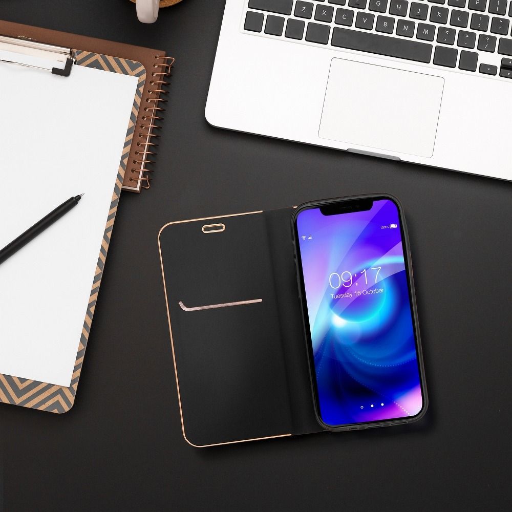 Aizsargvāciņš Samsung S21 FE – LUNA Gold, melns — attēls 3