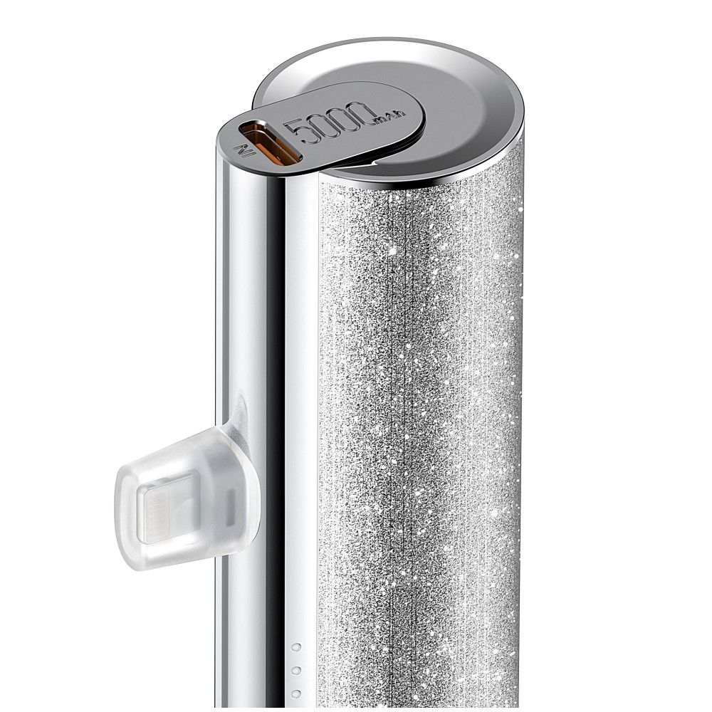 Ārējais akumulators VEGER powerbank 5 000 mAh with built-in connector Lightning PD QC3.0 2,4A 12W PlugOn (W0573P) silver — attēls 3