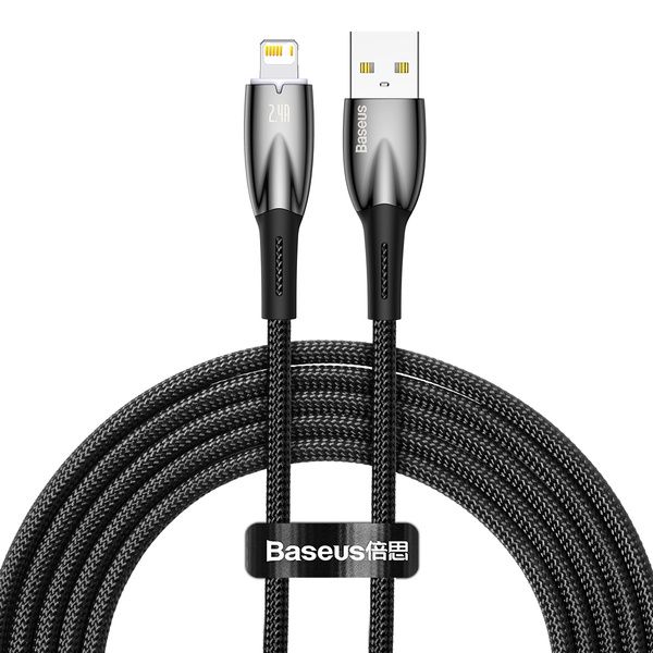 Kabelis BASEUS cable USB A to Lightning 2,4A Glimmer CADH000301 2 m black