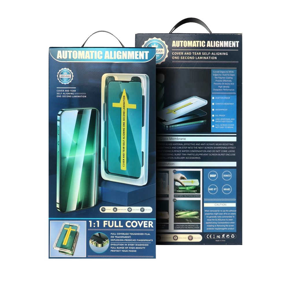 Aizsargstikls iPhone 14 Pro black – 5D Full Glue + applicator — attēls 2