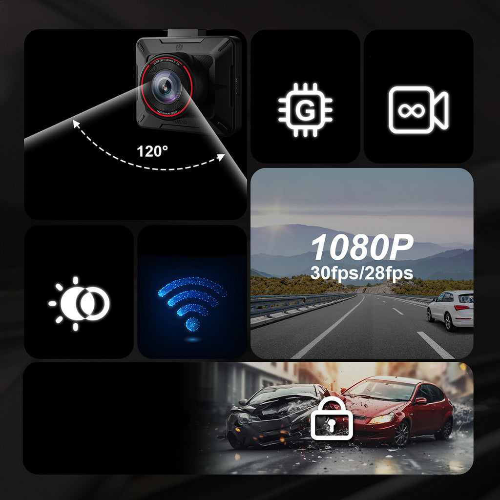 AKEEYO P1 Full HD 30 fps auto videoreģistrators, melns