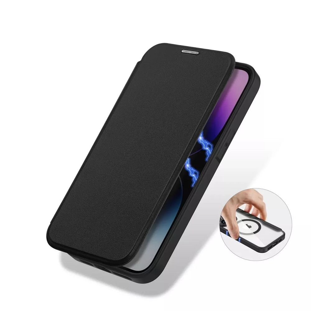 Aizsargvāciņš iPhone 14 Pro – DUX DUCIS wallet SKIN X PRO compatible with MagSafe, melns — attēls 4
