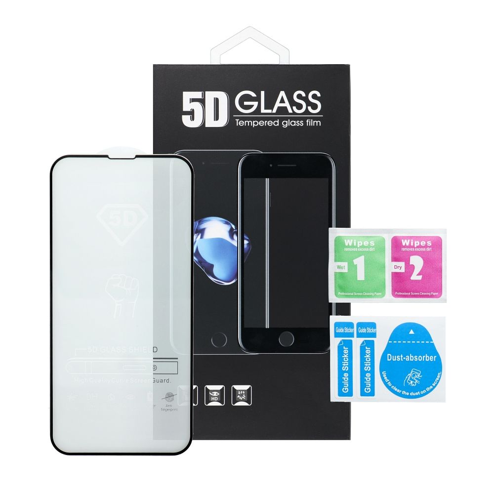 Aizsargstikls Xiaomi Redmi Note 13 Pro 5G – 5D Full Glue, melns — attēls 4