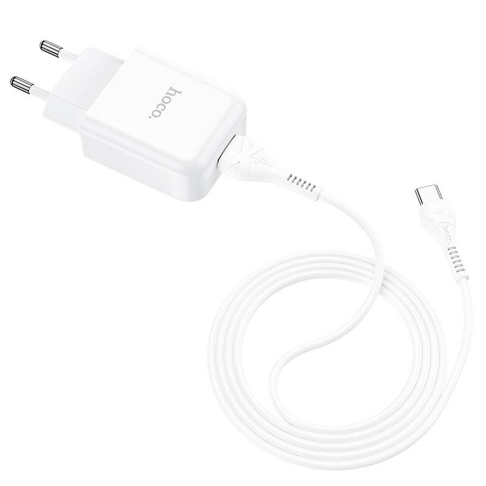 Uzlādes adapteris HOCO travel charger USB A + cable USB A to Type C 2.1A N2 white — attēls 2