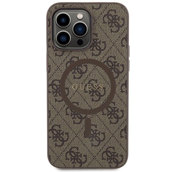 Aizsargvāciņš iPhone 15 Pro – GUESS compatible with MagSafe GUHMP15LG4GFRW (4G Ring classic logo), brūns — attēls 3