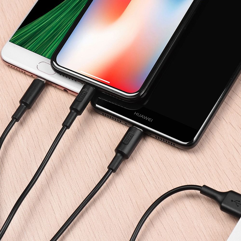 Kabelis HOCO cable 3in1 USB A to Lightning / Micro USB / Type C 2A X25 1 m black — attēls 4