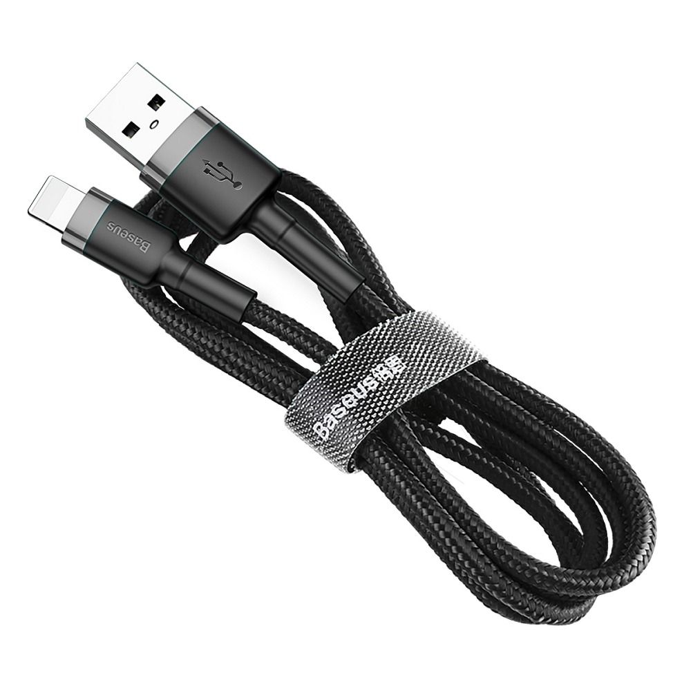 Kabelis BASEUS cable USB A to Lightning 2.4A Cafule CALKLF-BG1 1 m black gray — attēls 4