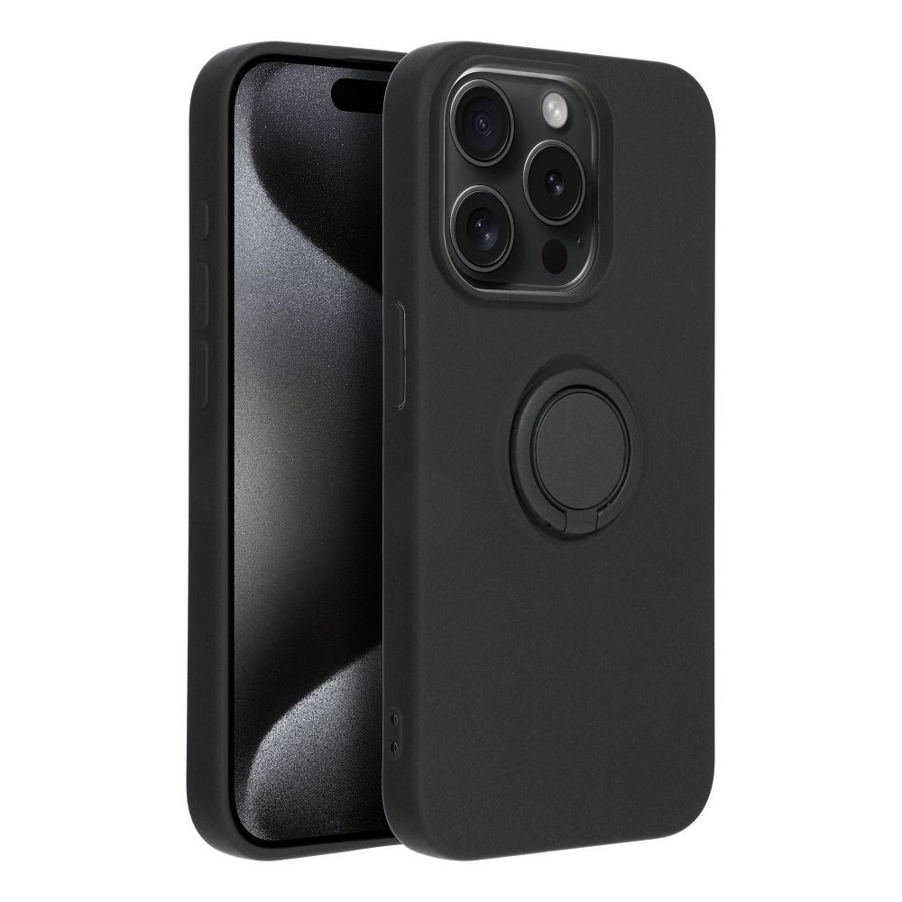 Aizsargvāciņš iPhone 15 Pro – SILICONE RING, melns — attēls 3