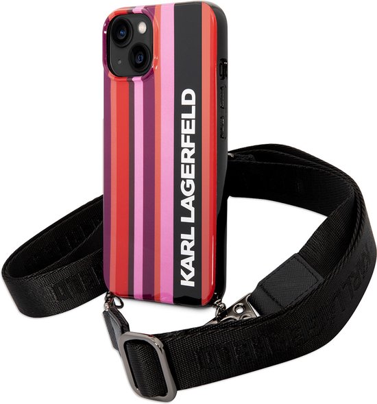 Karl Lagerfeld Color Stripes Strap vāciņš iPhone 14 Plus, rozā — 1