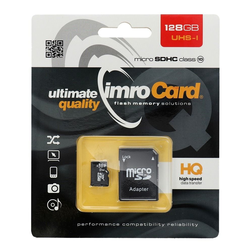 Adapteris IMRO memory card microSD 128GB 100MB/s class10 UHS I with adapter SD