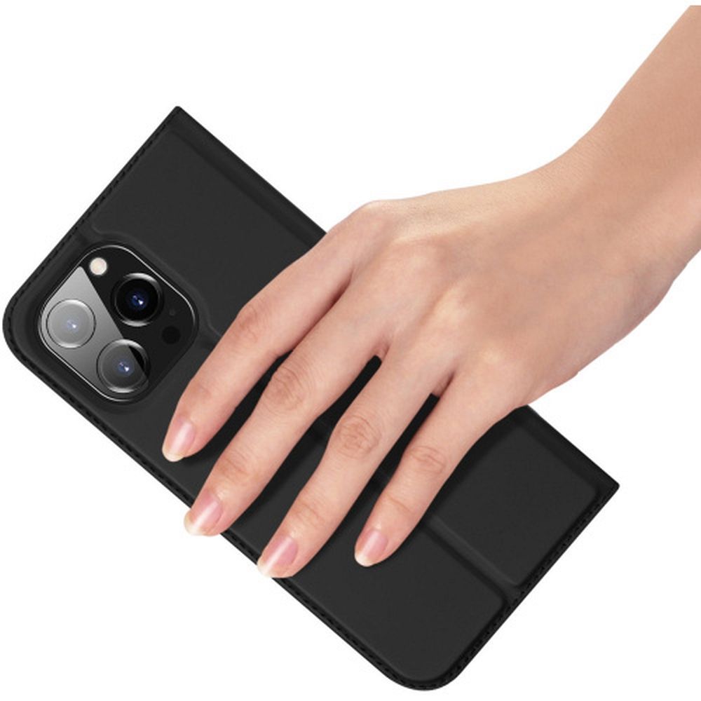 Aizsargvāciņš iPhone 15 Pro – DUX DUCIS wallet SKIN PRO, melns — attēls 4