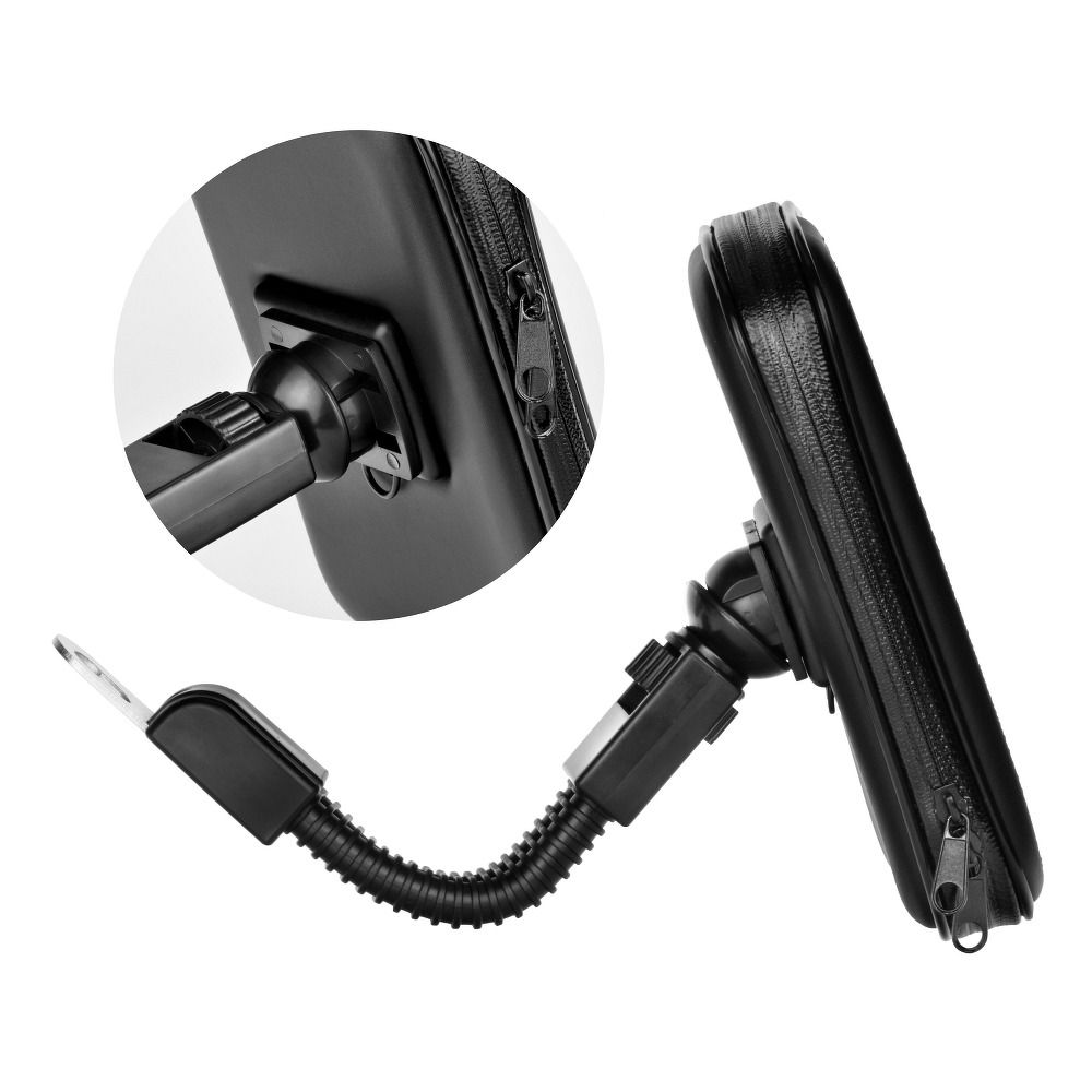 Motorcycle holder for mobile phone waterproof with zip ( 4,8" - 5,5" ) black — attēls 3