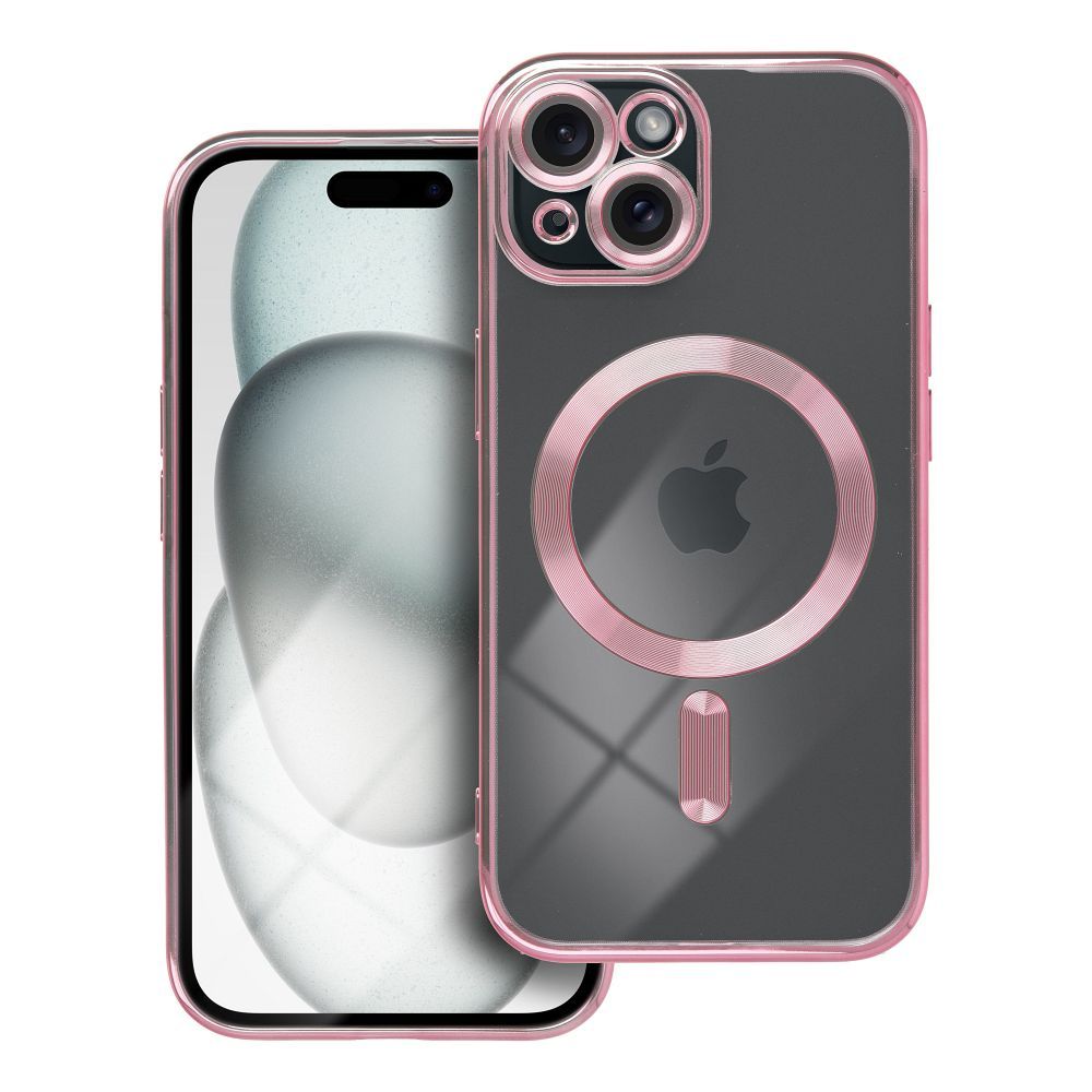 Aizsargvāciņš iPhone 15 – Electro Mag Cover MagSafe, rozā zelts