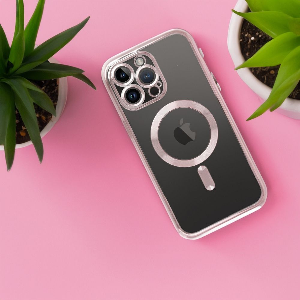 Aizsargvāciņš iPhone 15 – Electro Mag Cover MagSafe, rozā zelts