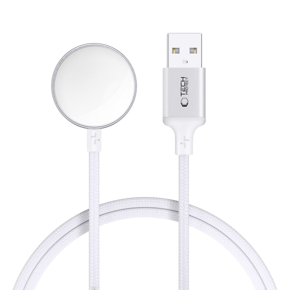 Tech-Protect UltraBoost MC02 bezvadu lādētājs Apple Watch, USB-A, 1 m, balts