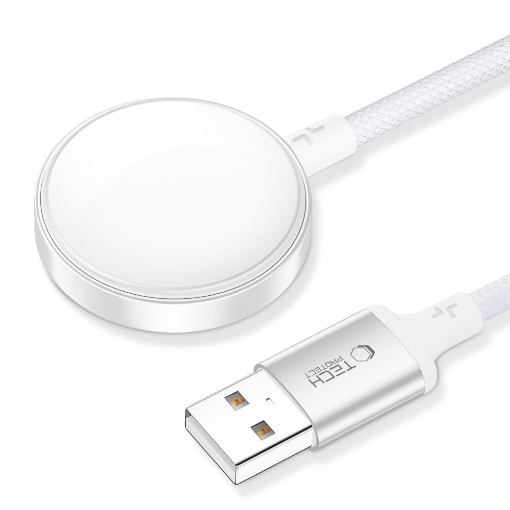 Tech-Protect UltraBoost MC02 bezvadu lādētājs Apple Watch, USB-A, 1 m, balts
