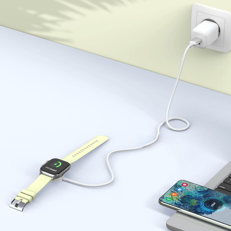 Tech-Protect UltraBoost MC02 bezvadu lādētājs Apple Watch, USB-A, 1 m, balts