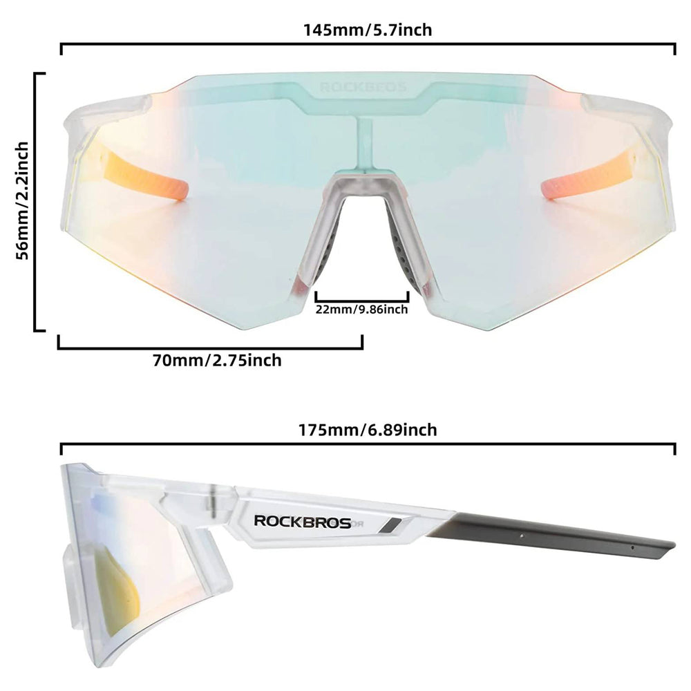 Rockbros SP291 fotohromiskās velobraukšanas brilles UV400, baltas