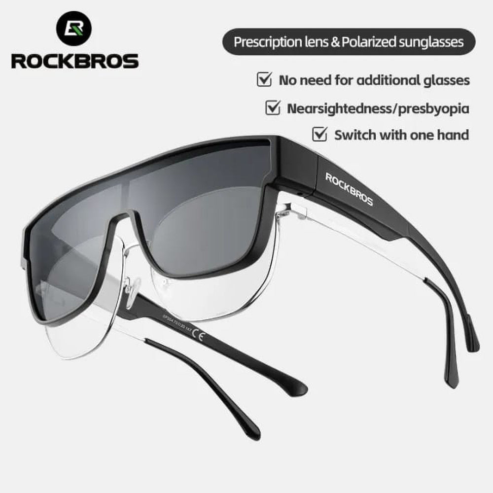 Rockbros SP304 polarizētas sporta brilles UV400 valkāšanai virs korekcijas brillēm, melnas