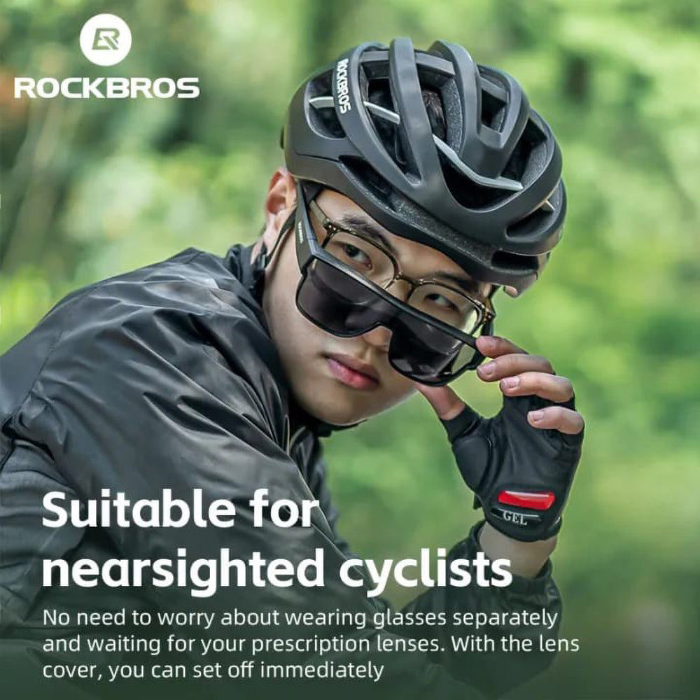 Rockbros SP304 polarizētas sporta brilles UV400 valkāšanai virs korekcijas brillēm, melnas