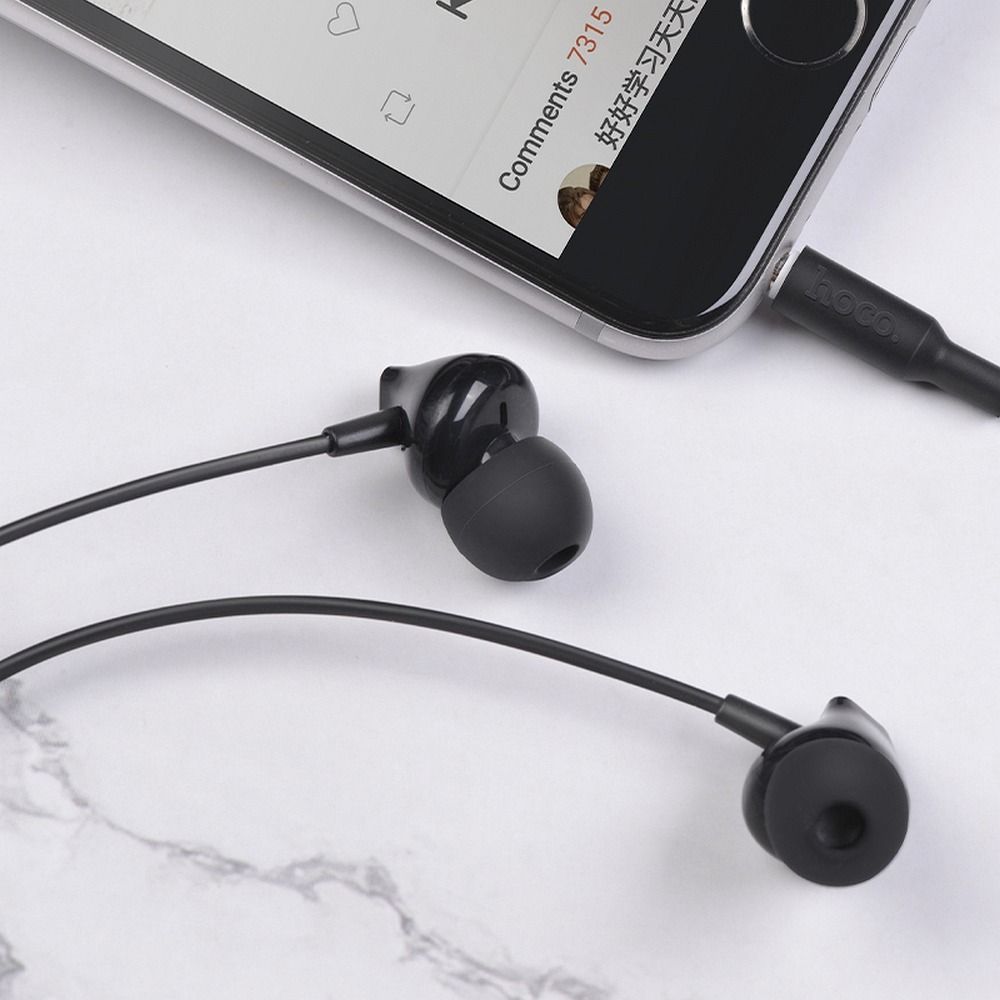Mikrofons HOCO wire earphones Jack 3,5 mm with microphone M60 black — attēls 4